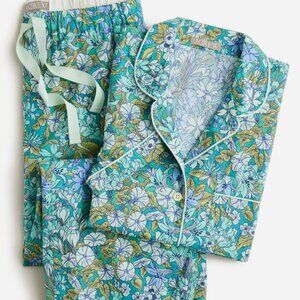 J. Crew cotton short sleeve crop pant pajama set in green floral